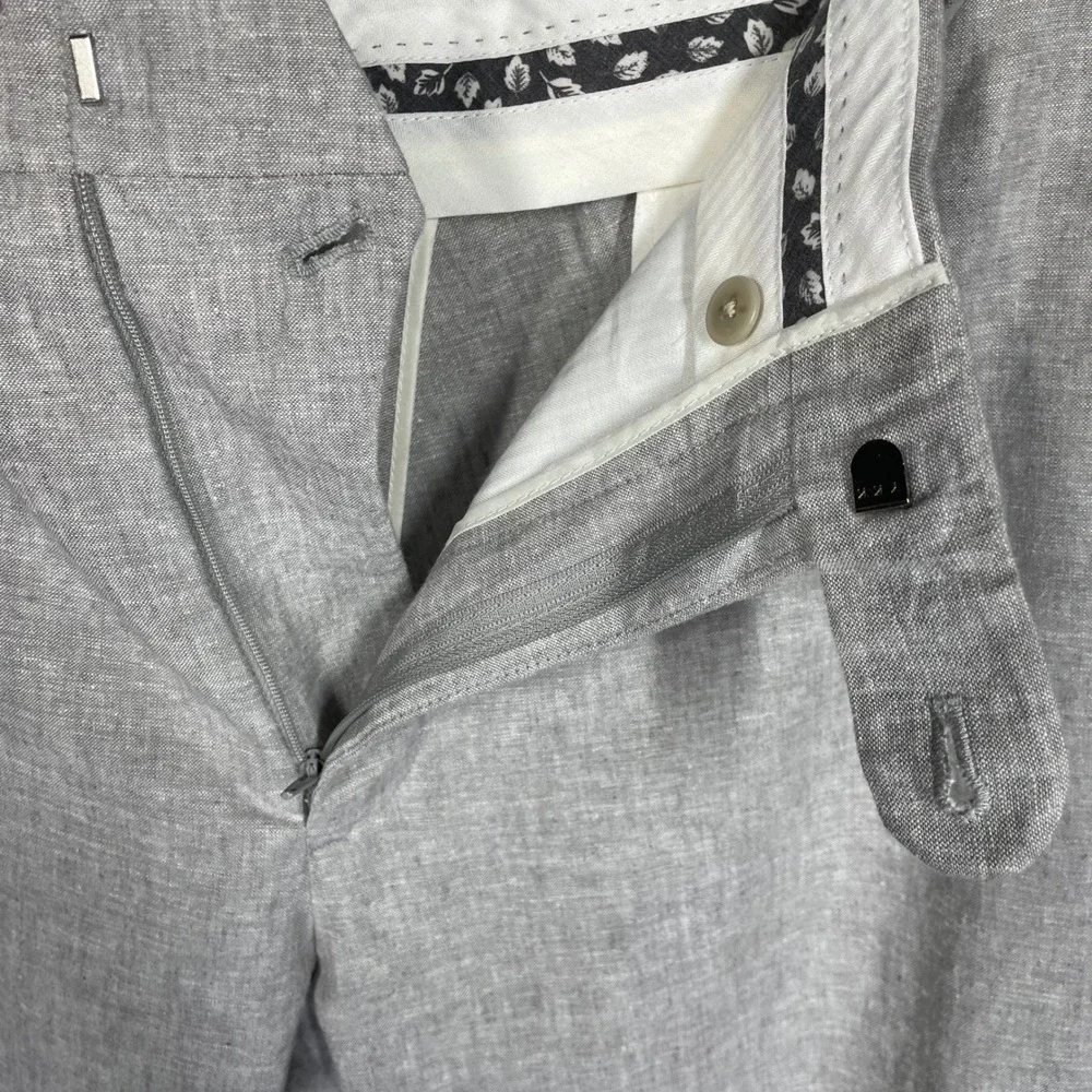 Joseph Abboud Mens 46x30 Gray Linen Cotton Slim Fit Dress Pants JOE Slub Pants